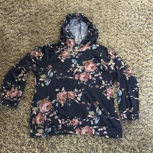 A•gain 2X women’s plus floral hooded sweater